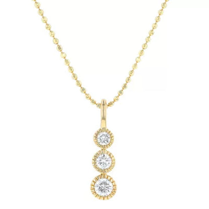 S Collection 1/4 Carat (CTW) Diamond 3 Stone Drop Pendant in 14K Yellow Gold