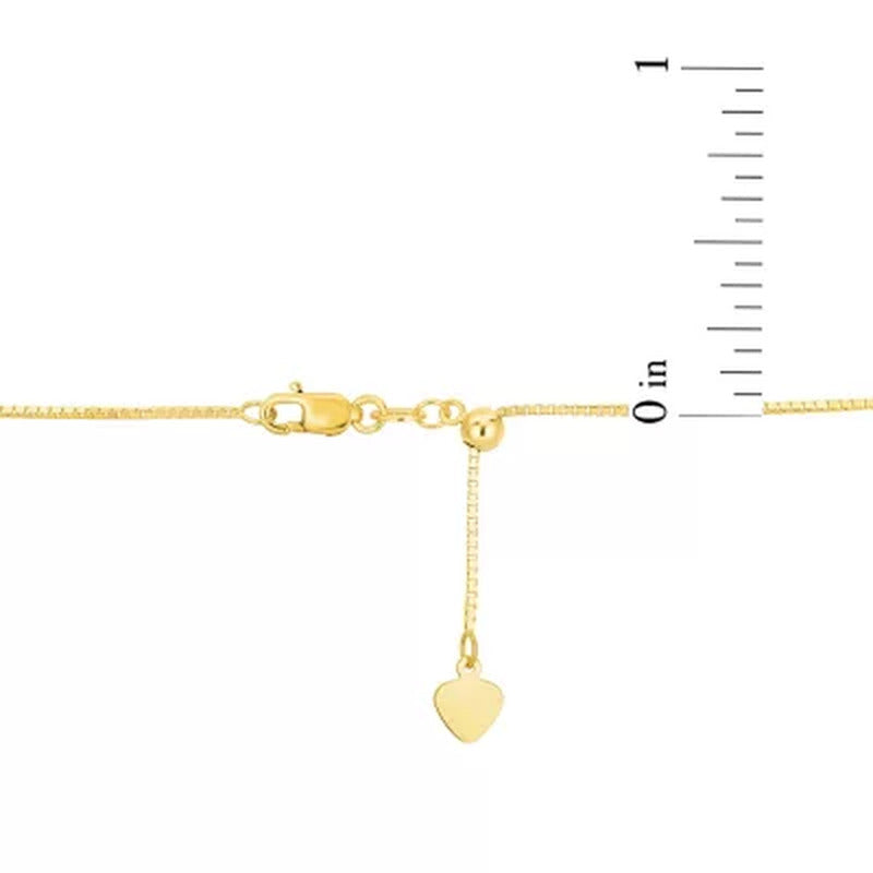 Adjustable Box Link Chain Necklace, 1.1Mm in 14K Gold
