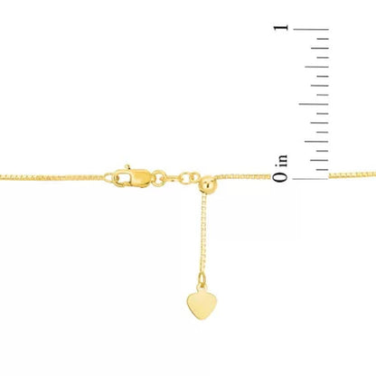 Adjustable Box Link Chain Necklace, 1.1Mm in 14K Gold