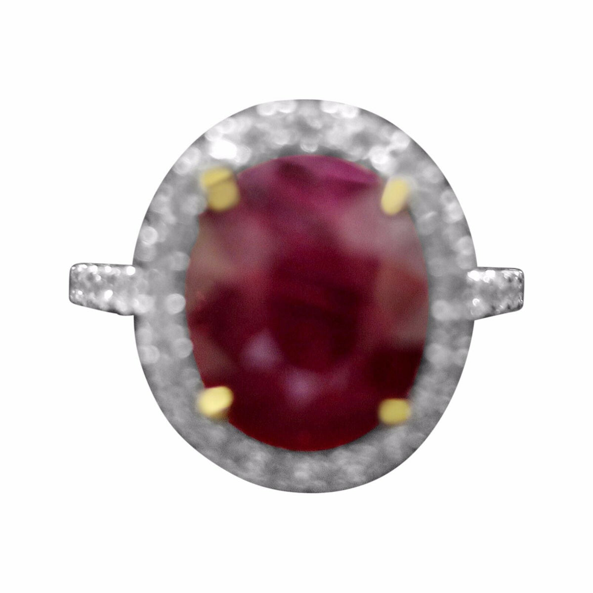Ruby oval shape 5.02 ct and diamond ring 18 k white gold