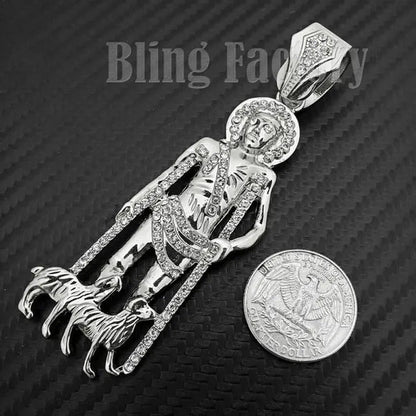 Gold/Silver Plated Hip Hop Iced Lab Diamond San Lazaro Large Bling Charm Pendant