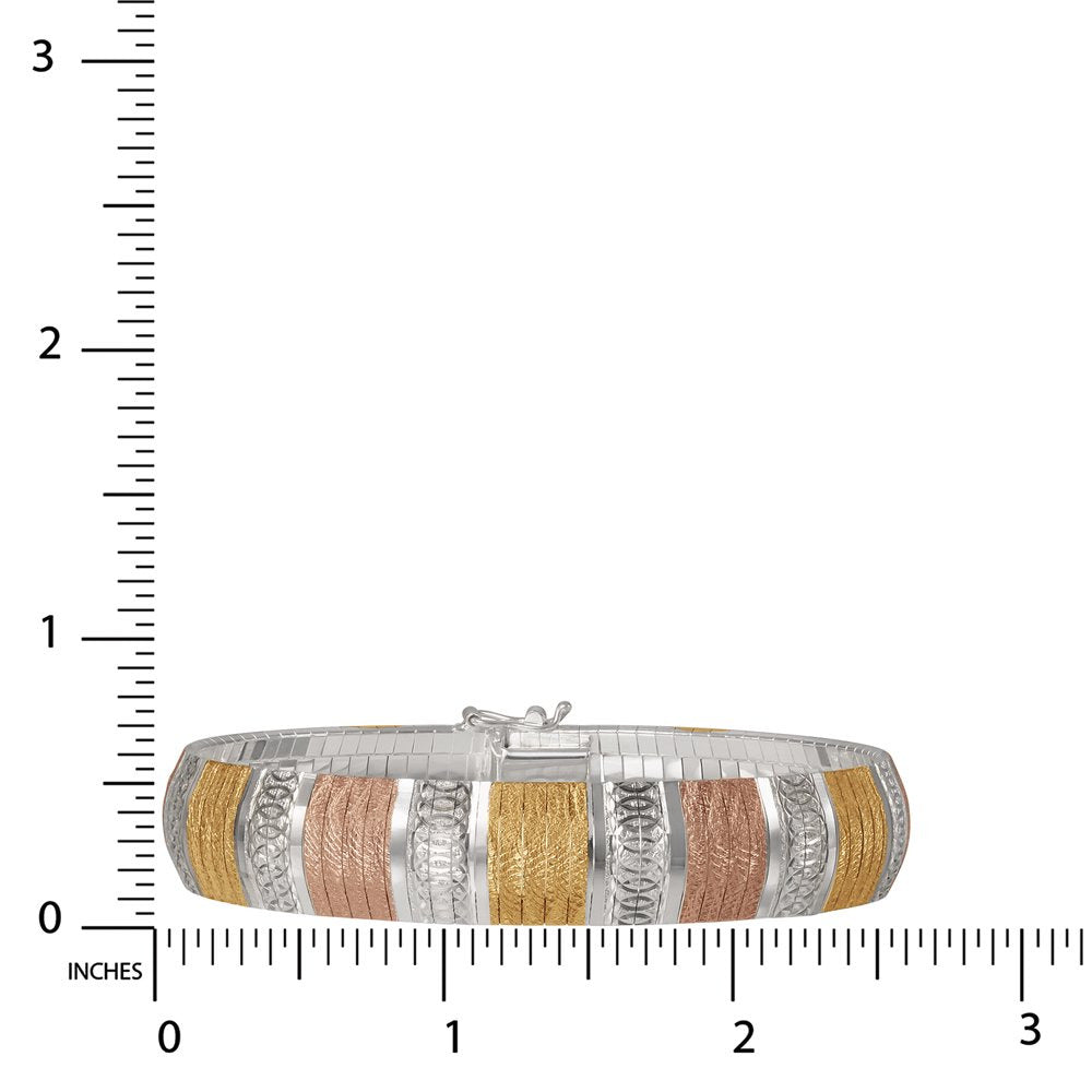 Brilliance Omega Flex Bangle Gold over Sterling Silver Bracelet, 7.5"