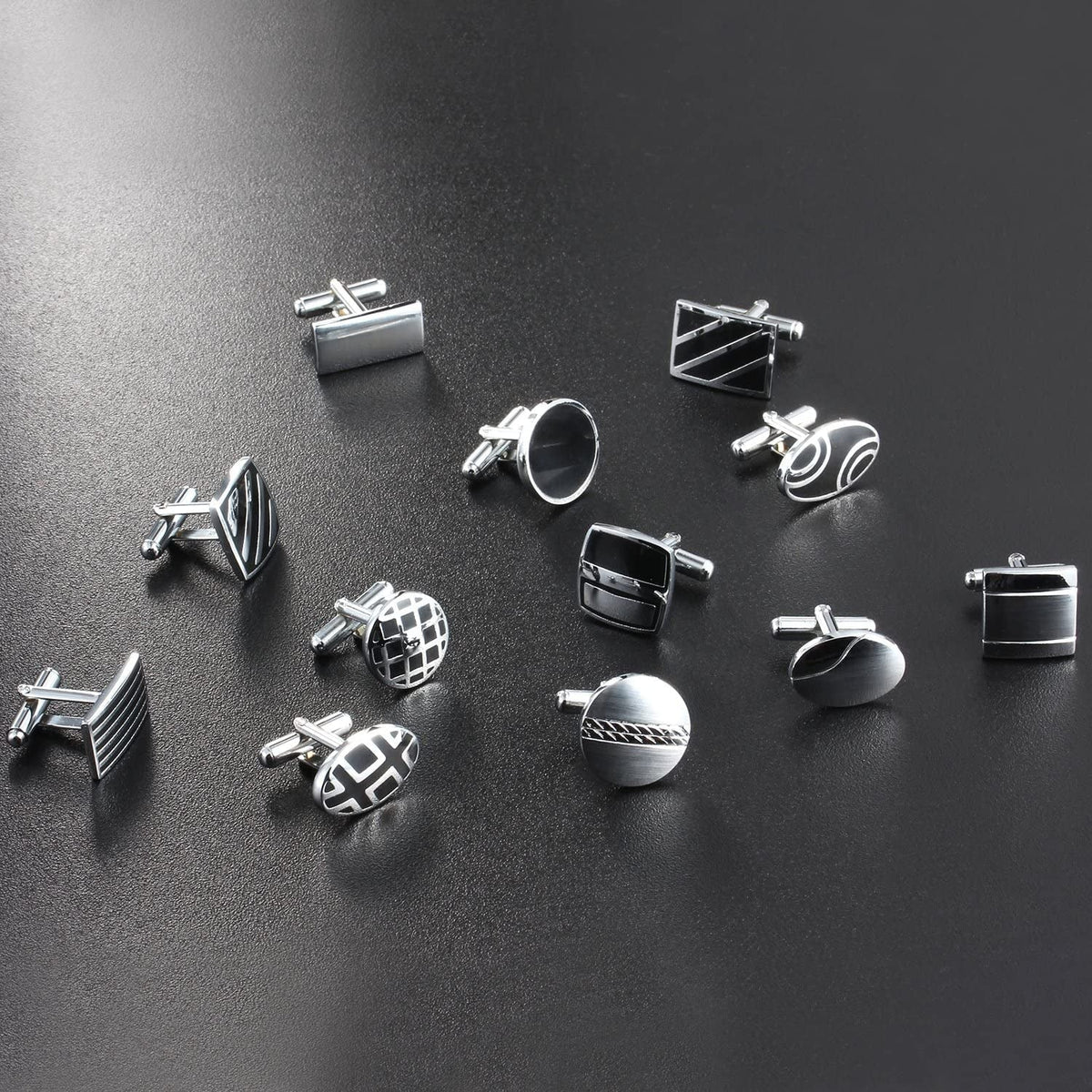 12 Pairs Cufflinks Set Gifts for Men Vintage Wedding Tuxedo Shirt Cuff Links Sil