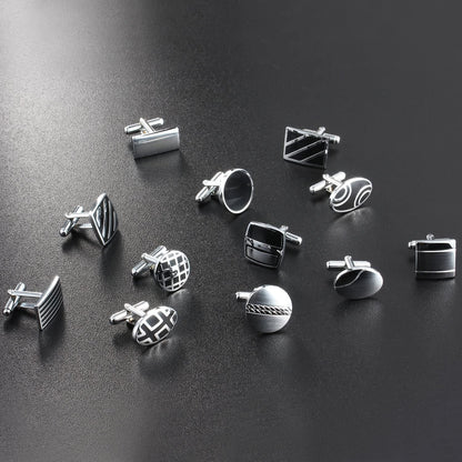 12 Pairs Cufflinks Set Gifts for Men Vintage Wedding Tuxedo Shirt Cuff Links Sil