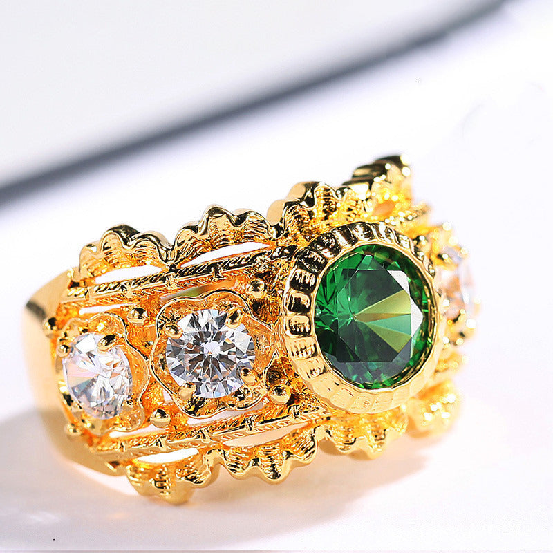 Women'S Silver Gilded Lace Hollow Zircon Ring
