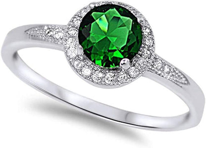 1.25Ct Halo Set Solitaire Cubic Zirconia & Simulated Gemstone Promise Engagement