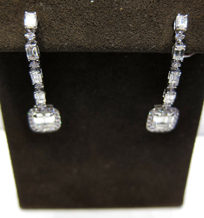 DIAMOND EMERALD SHAPE SET LARGER TO SMALLER AND ROUND DIAMOND EARRING