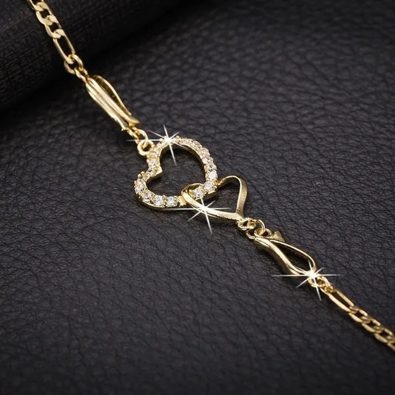 New Fashion Double Love Anklet Female Anklet Rosegold Gold Silver Bracelet for W