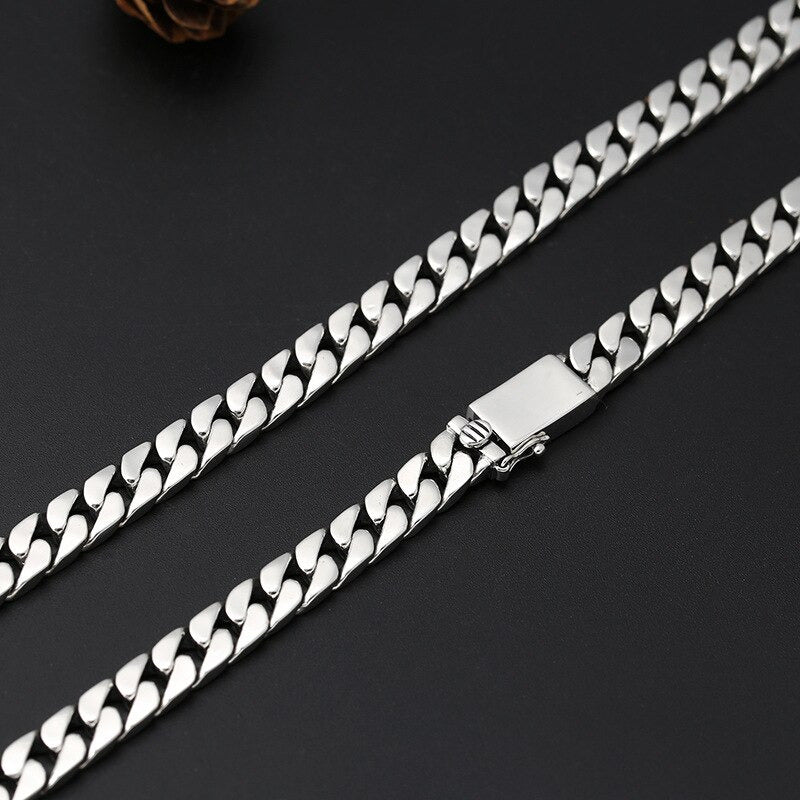 Trendy S925 Sterling Silver Necklace for Men Women 2022 New Simple 7Mm 8Mm\