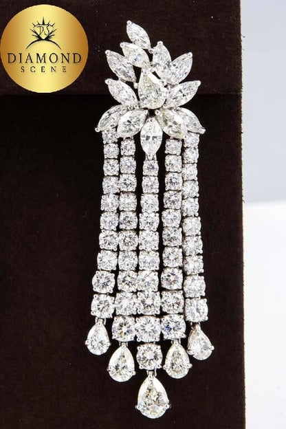Diamond Platinum Dangle Earrings 29.15 carats of F/G VS diamonds set in platinum
