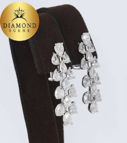 Pear Shape Diamond Gold Drop Earrings