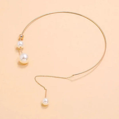 1Pcs Pearl Choker Necklace Elegant Big White Imitation Pearl Choker Necklace Cla