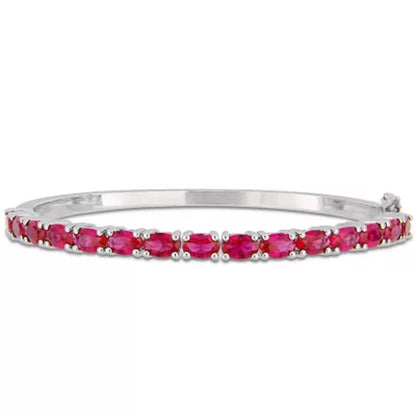 Created Ruby Bangle Bracelet in Sterling Silver