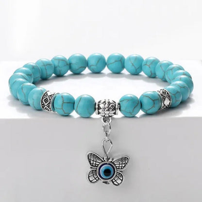 Turkey Evil Eye Beaded Bracelets Butterfly Buddhist Palm Hand Owl Turtle Alloy P