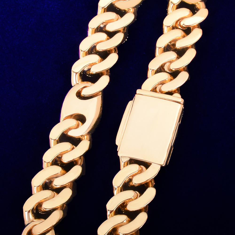 Miami Cuban Chain Real Gold Plated Hip Hop Jewelry Man Necklace Christams