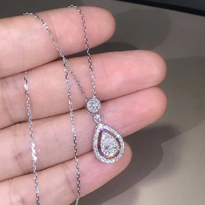 Women'S Fashion Water Drop Diamond White Sapphire Pendant Necklace Women Jewelry