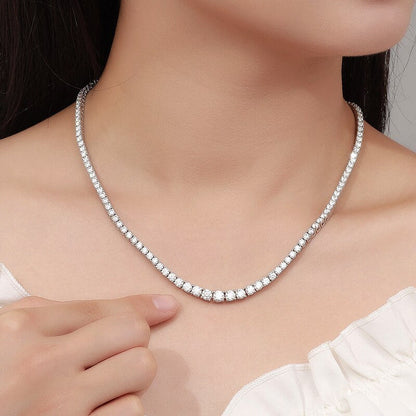 925 Sterling Silver Moissanite Tennis Necklace Diamond Luxury Plated 18K White