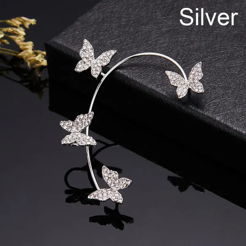 Women'S Fashion Diamond Colorful Butterfly Ear Clips without Piercing for Women