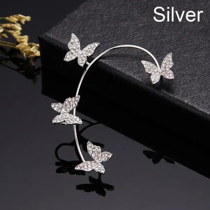Women'S Fashion Diamond Colorful Butterfly Ear Clips without Piercing for Women