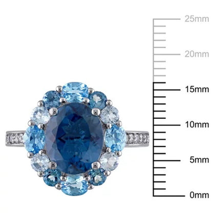 London-Blue Topaz Sky-Blue Topaz and Swiss-Blue Topaz and White Topaz Cocktail R