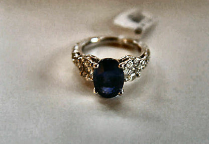 BLUE SAPPHIRE OVAL SHAPE RE-SIZEABLE DIAMOND MARQUISE