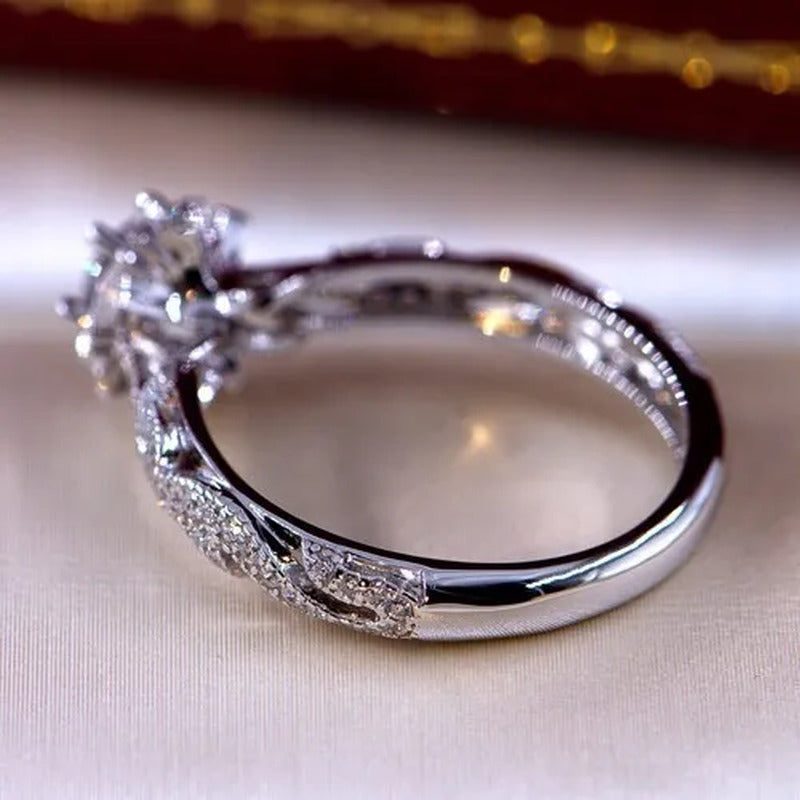 Hannah Martin Exquisite 0.8Ct White Sapphire Diamond Ring Women Bridal Engagemen