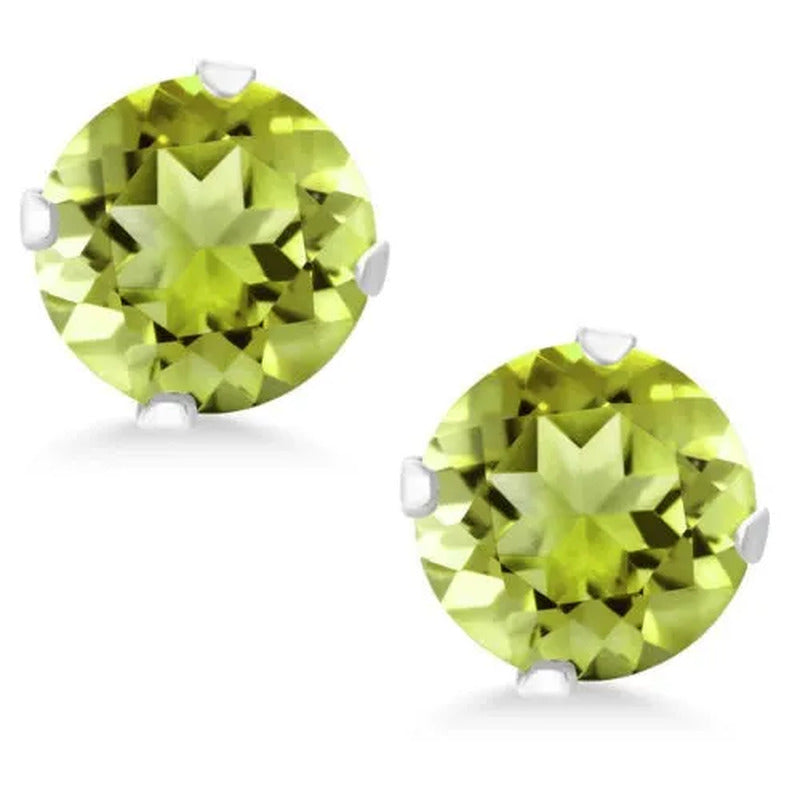 2.00 Ct Green Peridot Gemstone 925 Sterling Silver Stud Earrings 6MM