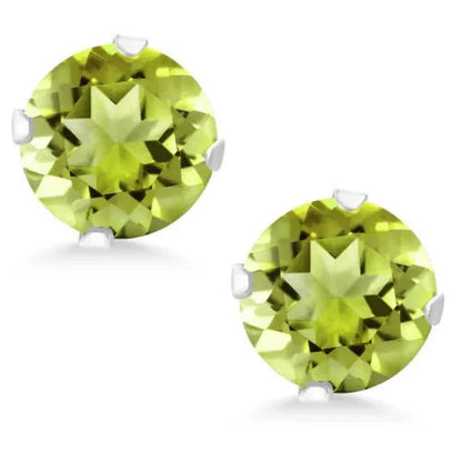 2.00 Ct Green Peridot Gemstone 925 Sterling Silver Stud Earrings 6MM