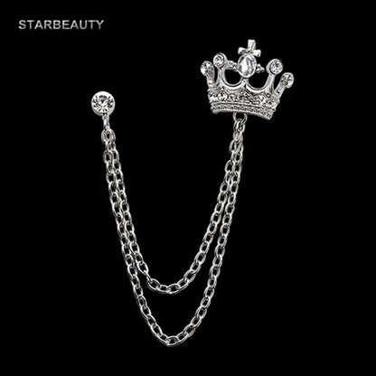 Classic European Crown Brooch Lapel Pin Men Suit Boutonniere Badge Brooches for