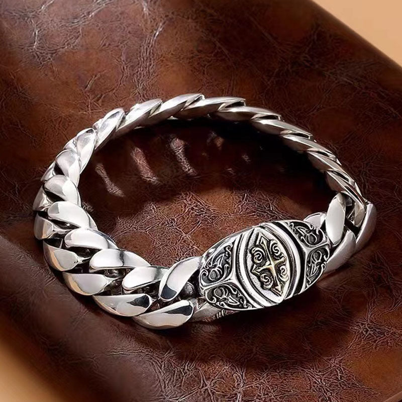 Men'S and Women'S Fashion Sterling Silver Cross Bracelet
