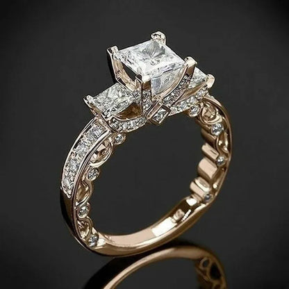 New Exquisite Princess Square Diamond Ring Classic Super Flash Engagement Ring A