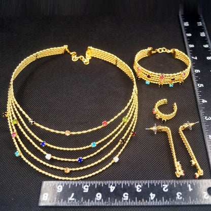 Latest Exquisite Brazilian Gold Plated Wedding Jewelry Set Gold Plated Bridal
