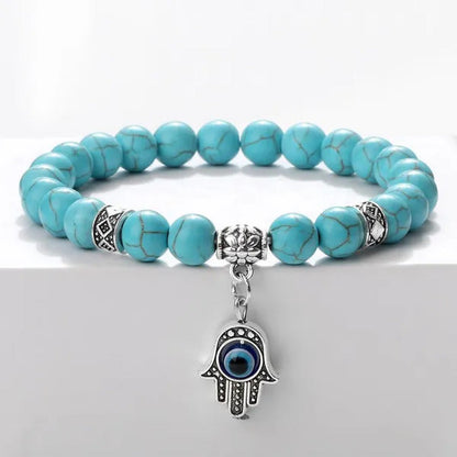 Turkey Evil Eye Beaded Bracelets Butterfly Buddhist Palm Hand Owl Turtle Alloy P