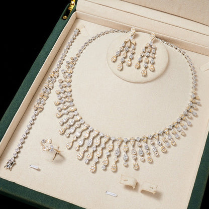 Elegant Necklace Set Cubic Zirconia Jewelry for Women Anniversary Dubai Bridal