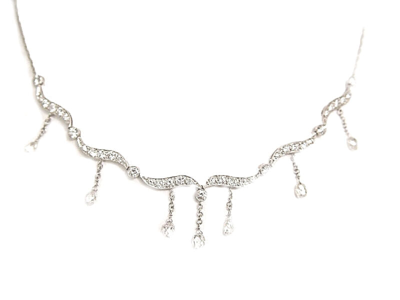 4.78 CTTW ROUND BRILLIANT & 7- 35 POINTERS BRIOLETTE FRONT ONLY DIAMOND NECKLACE