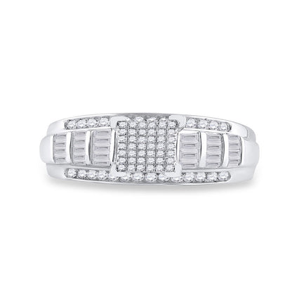 Sterling Silver round Diamond Cluster Bridal Wedding Engagement Ring 3/8 Cttw