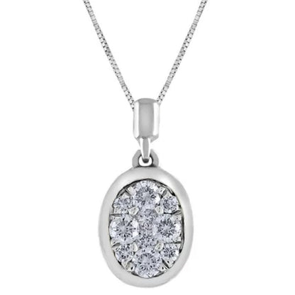 0.23 CT. T.W. Composite Diamond Oval Shape Bezel Pendant in 14K Gold