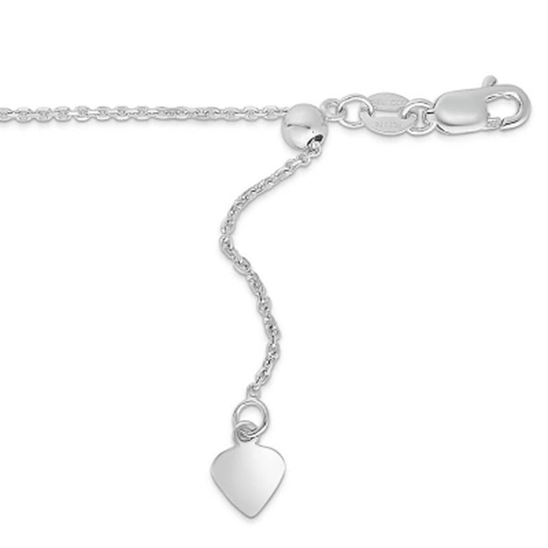 Adjustable Cable Link Chain Necklace, .90Mm in 14K Gold