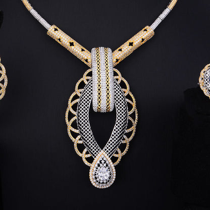 Luxury Party Square 4PCS Nigerian Jewelry Set for Women Wedding Zircon