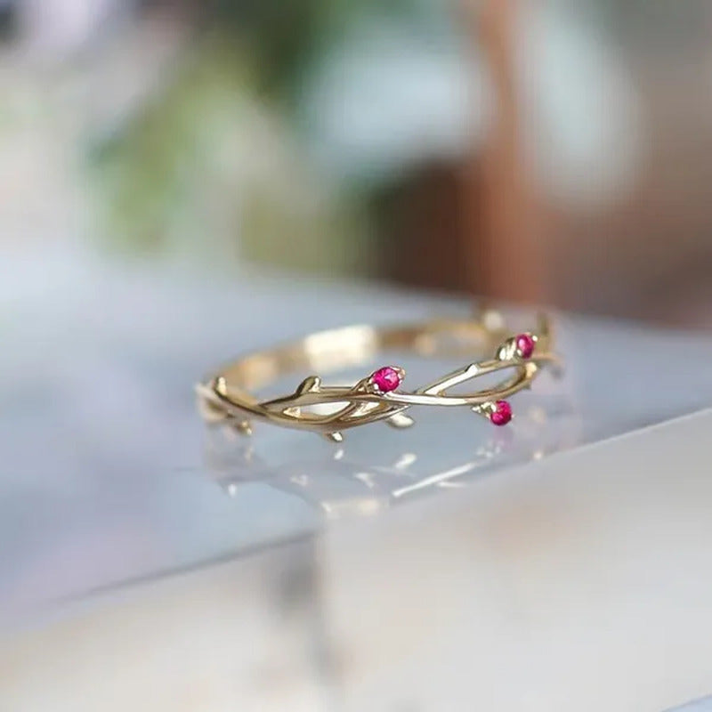 Simple Fashion Natural Ruby Gemstone Bridal Wedding Ring for Womens Engagement W