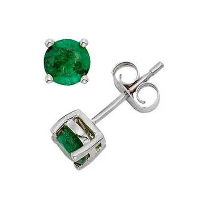 4.5Mm round Emerald Earrings in 14K Gold