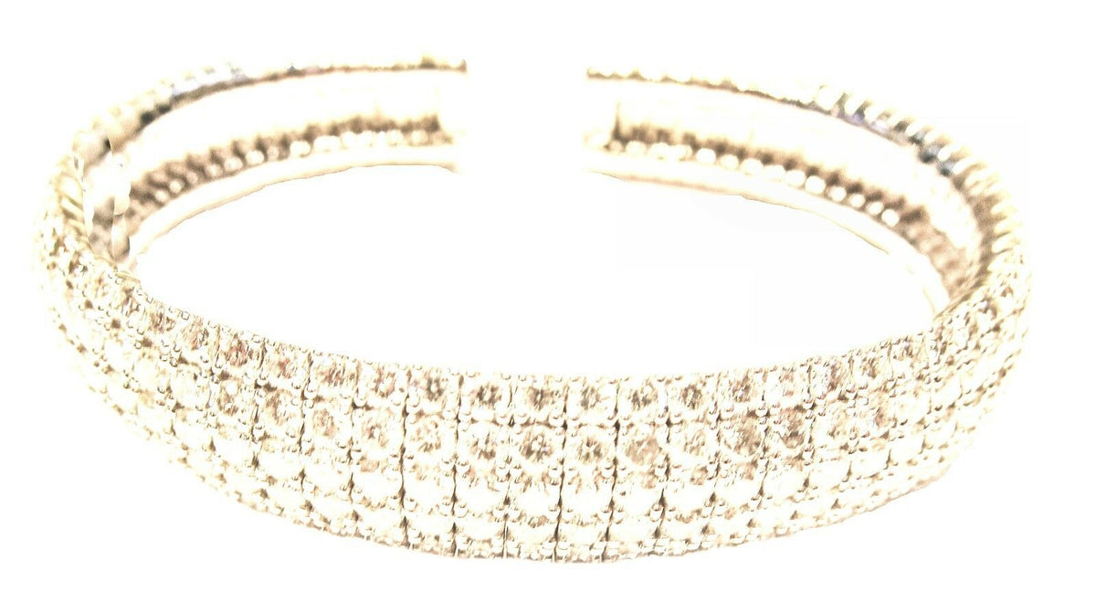 DIAMOND TOP SET CUFF BANGLE 5 ROW DIAMOND ROUND BRILLIANT BANGLE BRACELET
