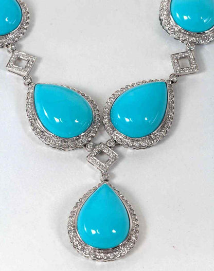 Turquoise and Diamond Necklace and Earring Set
