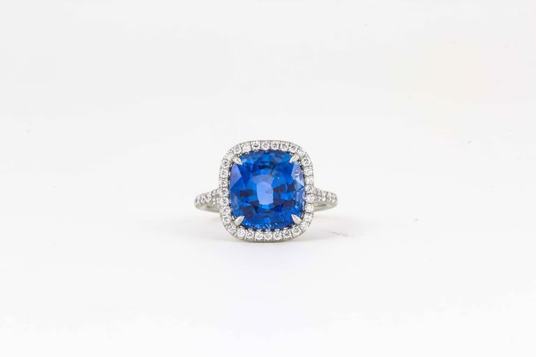 agl certified 6.58 ct sapphire cushion shape ceylon halo .52 ct round diamond