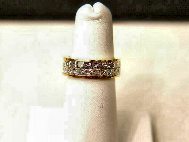 2 ROW 48 STONE 11 POINTERS PRINCESS CUT DIAMOND SET ALL THE WAY ETERNITY BAND