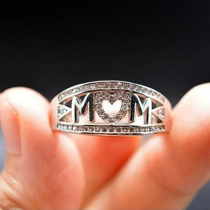 MOM Necklace and Ring Set Zircon Plated 925 Silver Jewelry Set Love Gift for Mot