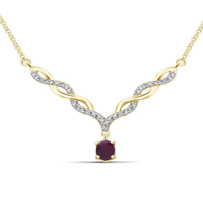 0.48 Carat T.G.W. Ruby Gemstone and Accent White Diamond Women'S Pendant