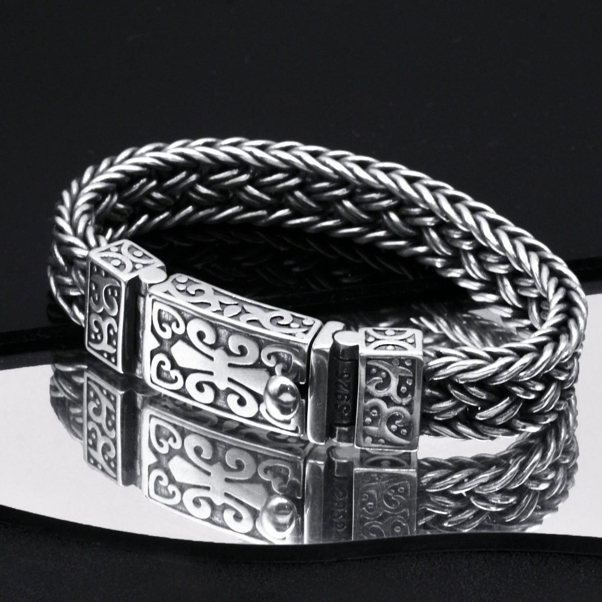 Antique Wide Braided Bracelet Men'S Thick Tide Brand Generous Ring Buckle