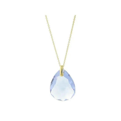 Sterling Silver Vermeil 1.5 In. Pear Shape Amethyst Faceted Crystal Pendant 24 I