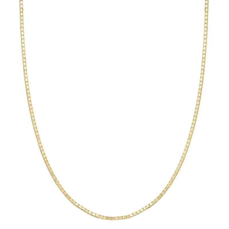 Adjustable Box Link Chain Necklace, .85Mm in 14K Gold